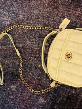 Coach Lunchbox Top Handle Crossbody in Pale Lime with Gold Chain